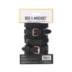 Sportsheets Sex & Mischief Brat Handcuffs Gold Restraints Black / Rose Sportsheets