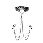 Sportsheets Sex & Mischief Amor Collar With Nipple Clamps Metal Restraints Sportsheets