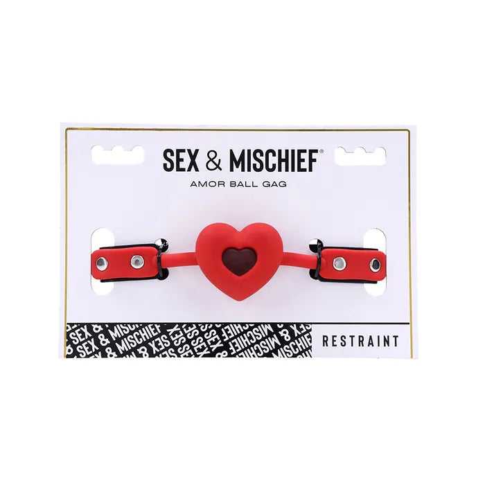 Sportsheets Sex & Mischief Amor Ball Gag Mouth Restraint Red / Black Sportsheets