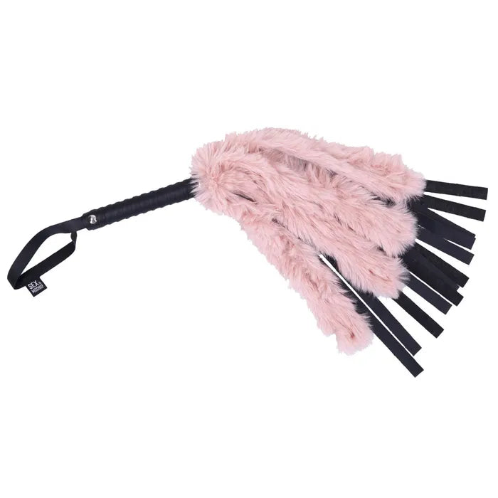 Sportsheets Sex & Mischief Brat Faux Fur Flogger Black Whip With Pink Faux Feather 50cm Secondary image