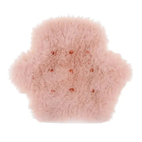 Sex & Mischief Peaches N CreaMe Spiked Sensory Furry Glove With Metal Spikes Peach Sportsheets