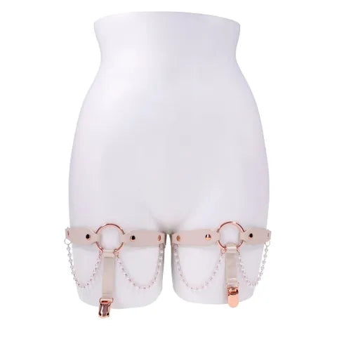 Sex & Mischief Peaches N CreaMe Pearl Garters With Pearls Set Of 2 Peach / Rose Goldd Sportsheets