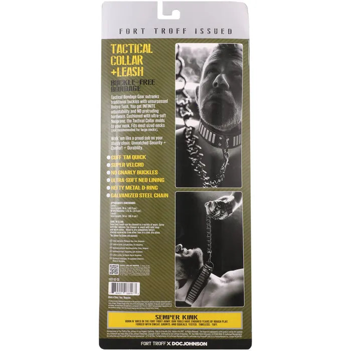 Doc Johnson Fort Troff Tactical Collar & Leash Restraint Black / Green Doc Johnson