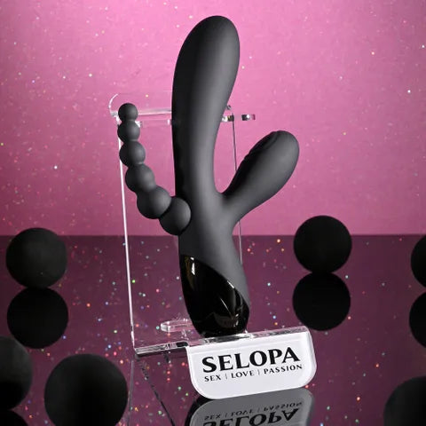 Selopa TRIPLE ACES USB Rechargeable Triple Stimulator Vibrator 19.7cm Black Selopa