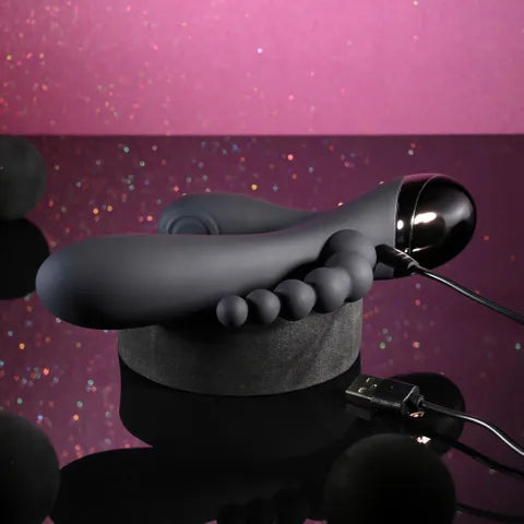 Selopa TRIPLE ACES USB Rechargeable Triple Stimulator Vibrator 19.7cm Black Selopa