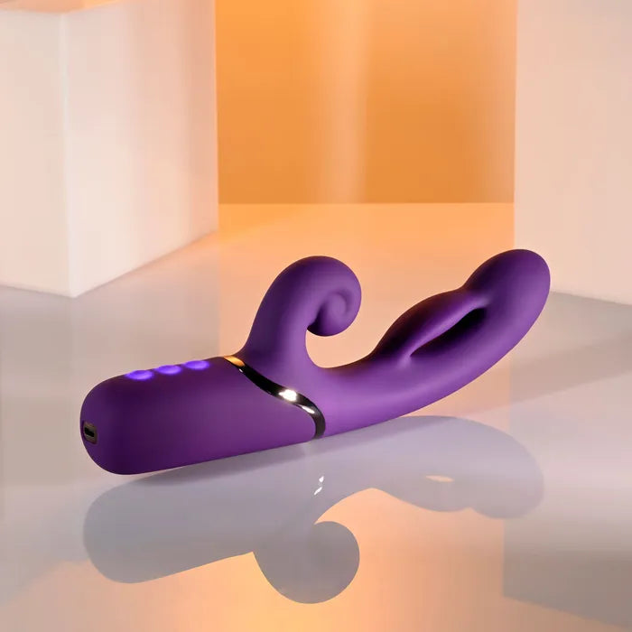Evolved PLEASURE PUFF USB Rechargeable Inflatable Rabbit Vibrator 24.1cm Purple Evolved