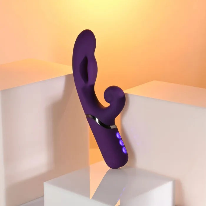 Evolved PLEASURE PUFF USB Rechargeable Inflatable Rabbit Vibrator 24.1cm Purple Evolved