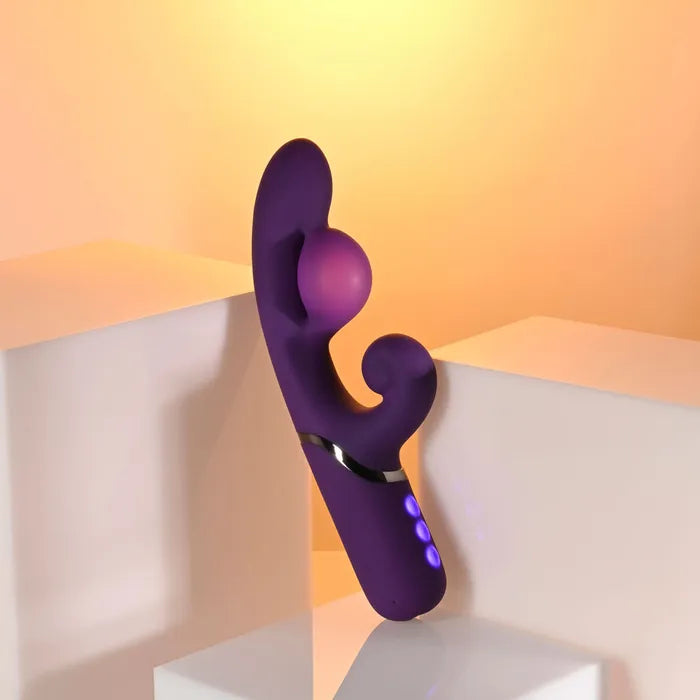 Evolved PLEASURE PUFF USB Rechargeable Inflatable Rabbit Vibrator 24.1cm Purple Evolved