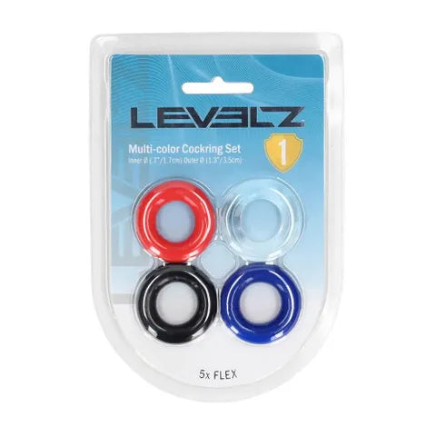 Shots Toys LEVELZ Multicolour Cock Ring Set 4 Pack Shots Toys