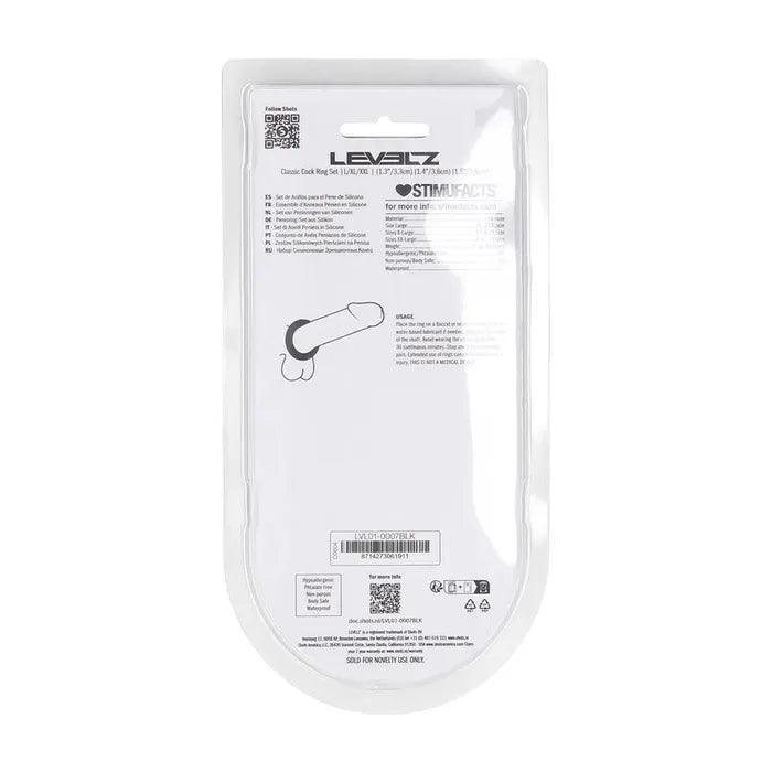 Shots Toys LEVELZ Classic Silicone Cock Ring Set L / XL / XXL Set Of 3 Sizes Shots Toys