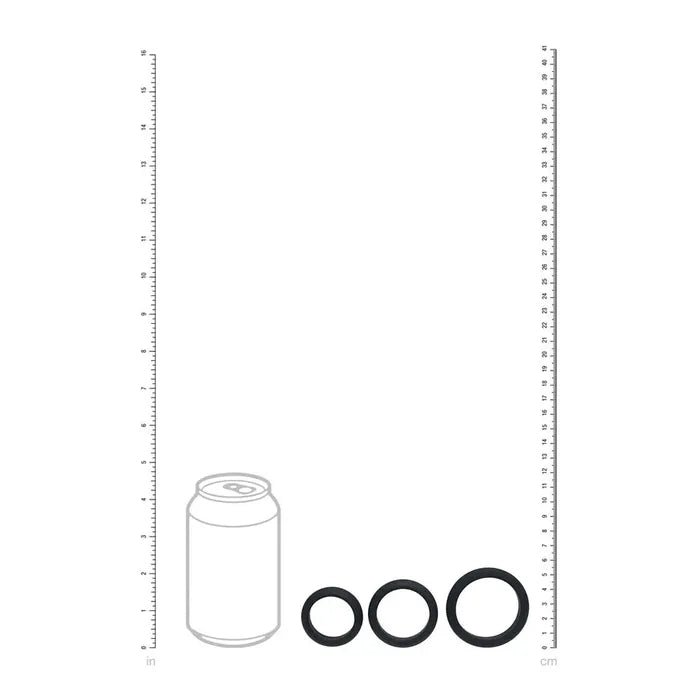 Shots Toys LEVELZ Wide O Silicone Cock Ring S / M / L Set Of 3 Sizes Black Shots Toys