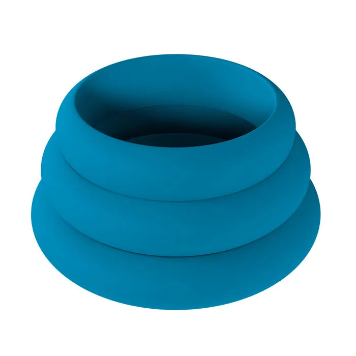 Shots Toys LEVELZ Wide O Silicone Cock Ring Set Of 3 Sizes L / XL / 2XL Teal Shots Toys Main image
