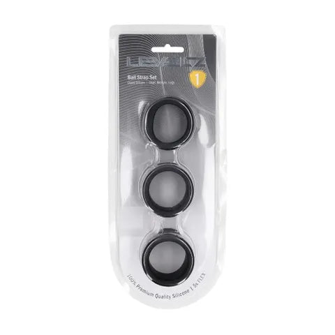 Shots Toys LEVELZ Liquid Silicone Ball Strap Set Of 3 Sizes Black Shots Toys
