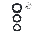 Shots Toys LEVELZ Beaded Silicone Cock Ring Set Of 3 Sizes Black Shots Toys