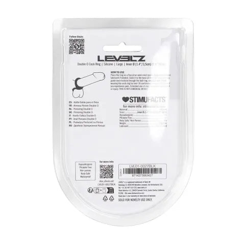 Shots Toys LEVELZ Double O Silicone Cock & Ball Ring Large Black Shots Toys