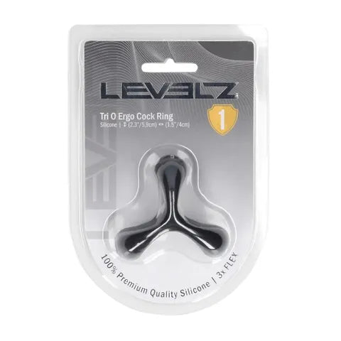 Shots Toys LEVELZ Tri O Ergo Silicone Cock & Ball Ring Black Shots Toys
