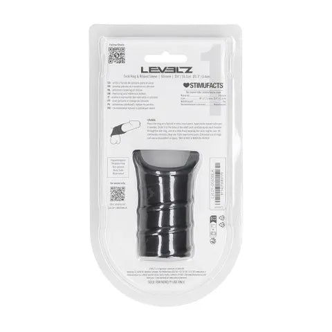 Shots Toys LEVELZ Silicone Cock Ring & Ribbed Sleeve Black Shots Toys