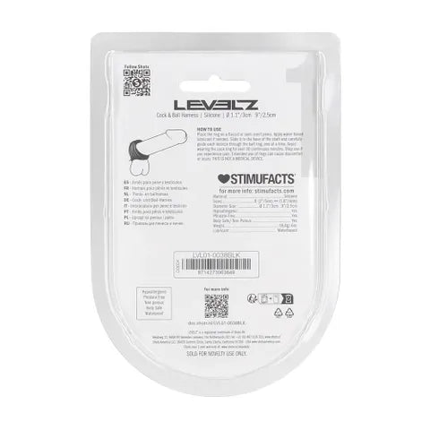 Shots Toys LEVELZ Silicone Cock & Ball Harness Cock & Ball Ring Black Shots Toys