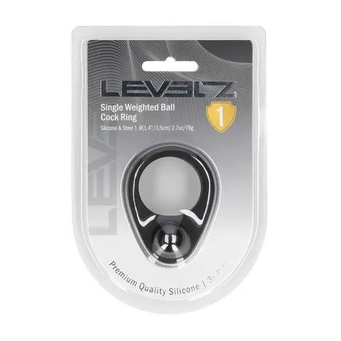 Shots Toys LEVELZ Single Weighted Ball Cock Ring Black Shots Toys