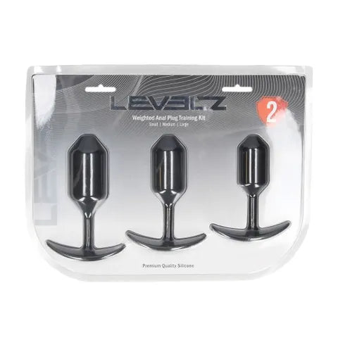 Shots Toys LEVELZ Silicone Weighted Anal Plug Training Set Of 3 Sizes Black Shots Toys