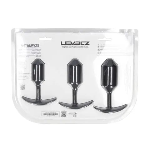 Shots Toys LEVELZ Silicone Weighted Anal Plug Training Set Of 3 Sizes Black Shots Toys