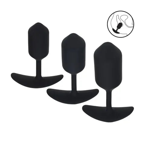 Shots Toys LEVELZ Silicone Weighted Anal Plug Training Set Of 3 Sizes Black Shots Toys