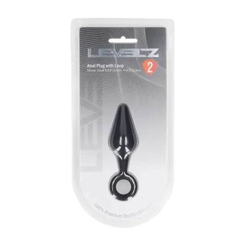 Shots Toys LEVELZ Silicone Anal Plug With Loop Black Shots Toys