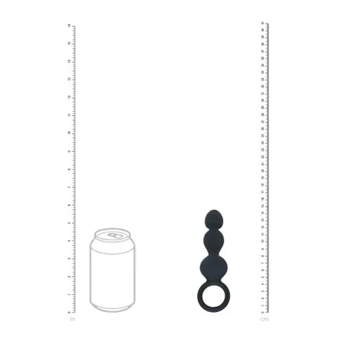 Shots Toys LEVELZ Beaded Silicone Anal Probe With Loop Black 15.3cm Shots Toys