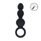 Shots Toys LEVELZ Beaded Silicone Anal Probe With Loop Black 15.3cm Shots Toys
