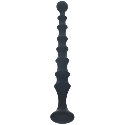 Shots Toys LEVELZ Ribbed Silicone Flared Anal Beads Black 26.7cm Shots Toys