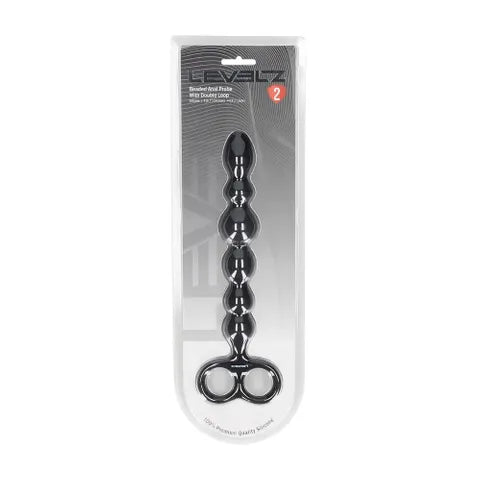 Shots Toys LEVELZ Beaded Silicone Anal Beads With Double Loop Black 24.5cm Shots Toys