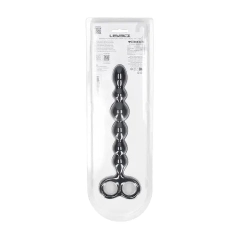 Shots Toys LEVELZ Beaded Silicone Anal Beads With Double Loop Black 24.5cm Shots Toys