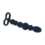 Shots Toys LEVELZ Beaded Silicone Anal Beads With Double Loop Black 24.5cm Shots Toys