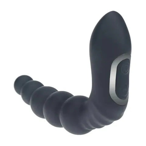 Shots Toys LEVELZ Rechargeable Beaded Heating + Vibrating Prostate Massager Black Shots Toys