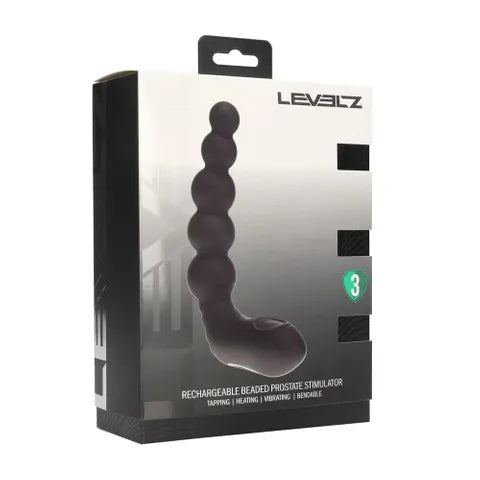 Shots Toys LEVELZ Rechargeable Beaded Heating + Vibrating Prostate Massager Black Shots Toys