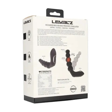 Shots Toys LEVELZ Rechargeable Beaded Heating + Vibrating Prostate Massager Black Shots Toys
