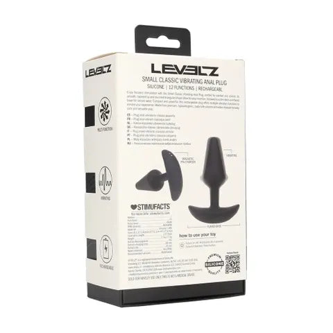 Shots Toys LEVELZ Classic USB Rechargeable Vibrating Silicone Anal Plug Small Black Shots Toys
