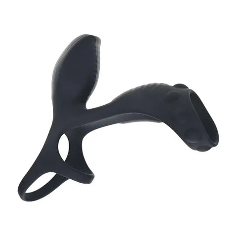 Shots Toys LEVELZ USB Rechargeable Vibrating Cock & Ball Ring With Shaft Loop Black Shots Toys