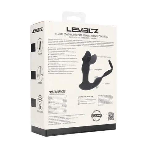 Shots Toys LEVELZ Remote Controlled Prostate Stimulator With Cock Ring Black Shots Toys