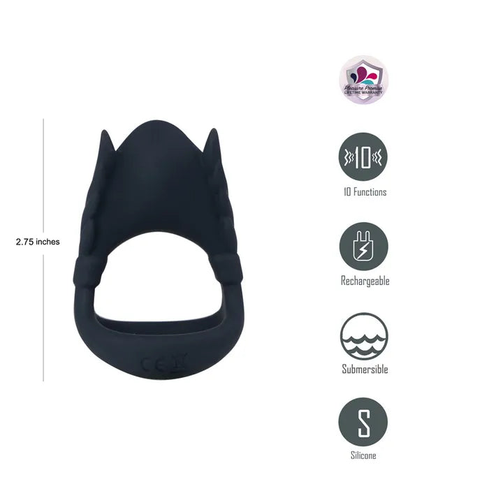 Maia ROCKY USB Rechargeable Vibrating Cock & Balls Ring Black Maia Toys