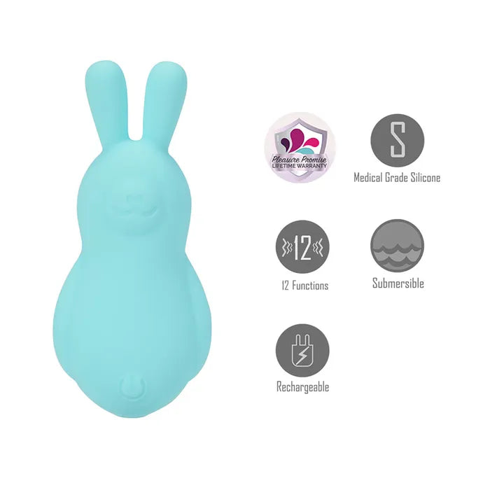 Maia BRI USB Rechargeable Vibrating Bunny Bullet Vibrator  9cm Teal Maia Toys