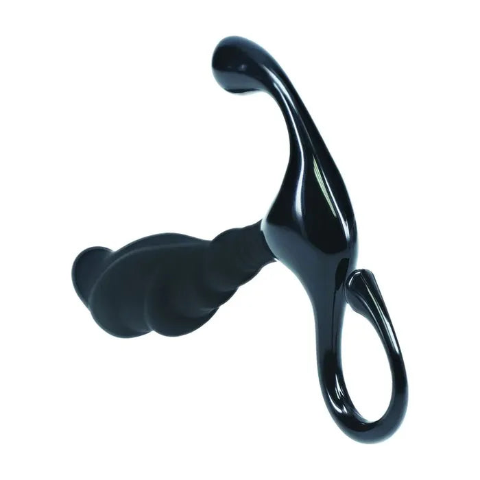 Shots Toys LEVELZ Rippled With Hard Loop Prostate Massager Medium Black Shots Toys