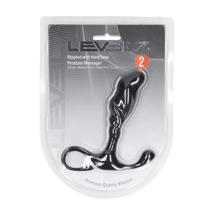 Shots Toys LEVELZ Rippled With Hard Loop Prostate Massager Medium Black Shots Toys