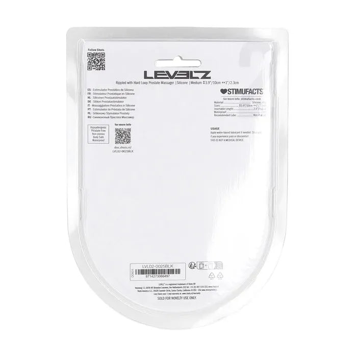 Shots Toys LEVELZ Rippled With Hard Loop Prostate Massager Medium Black Shots Toys