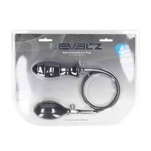 Shots Toys LEVELZ Ribbed Inflatable Anal Plug Black Shots Toys