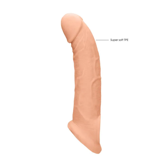 Shots Toys REALROCK Realistic Penis Extender Sleeve With Rings 9 Inch Flesh Secondary image
