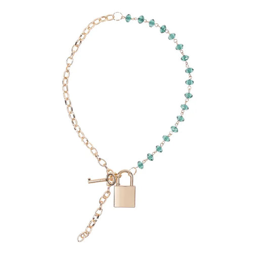 Sportsheets Sex & Mischief Indica Crystal Day Lockable Collar Gold / Emerald Sportsheets