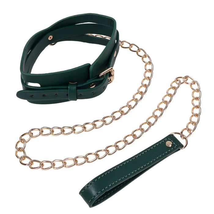 Sportsheets Sex & Mischief Indica Cutout Collar & Leash Restraint Green / Gold Secondary image