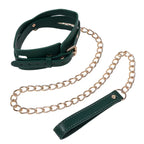 Sportsheets Sex & Mischief Indica Cutout Collar & Leash Restraint Green / Gold Sportsheets
