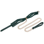 Sportsheets Sex & Mischief Indica Cutout Collar & Leash Restraint Green / Gold Sportsheets